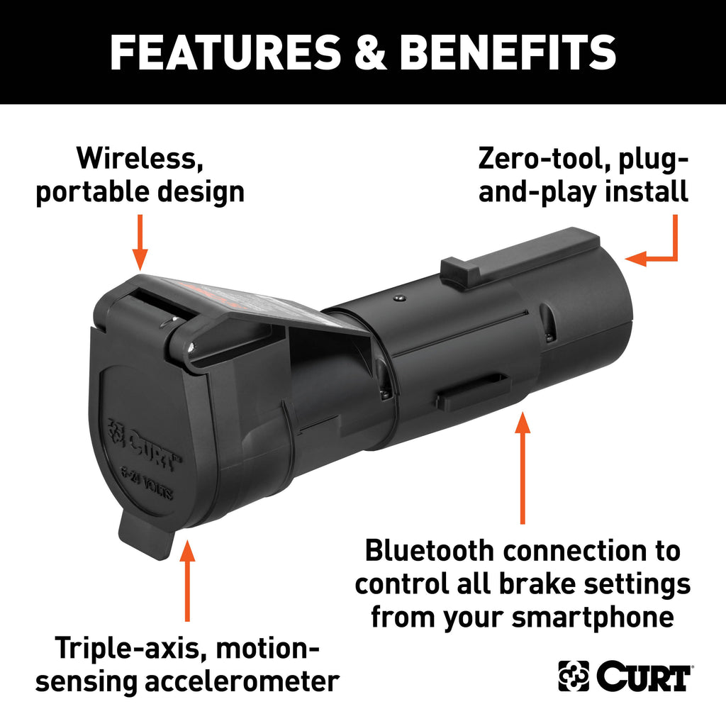 CURT 51180 Echo Mobile Trailer Brake Controller, 7-Way, Bluetooth® Smartphone Connection