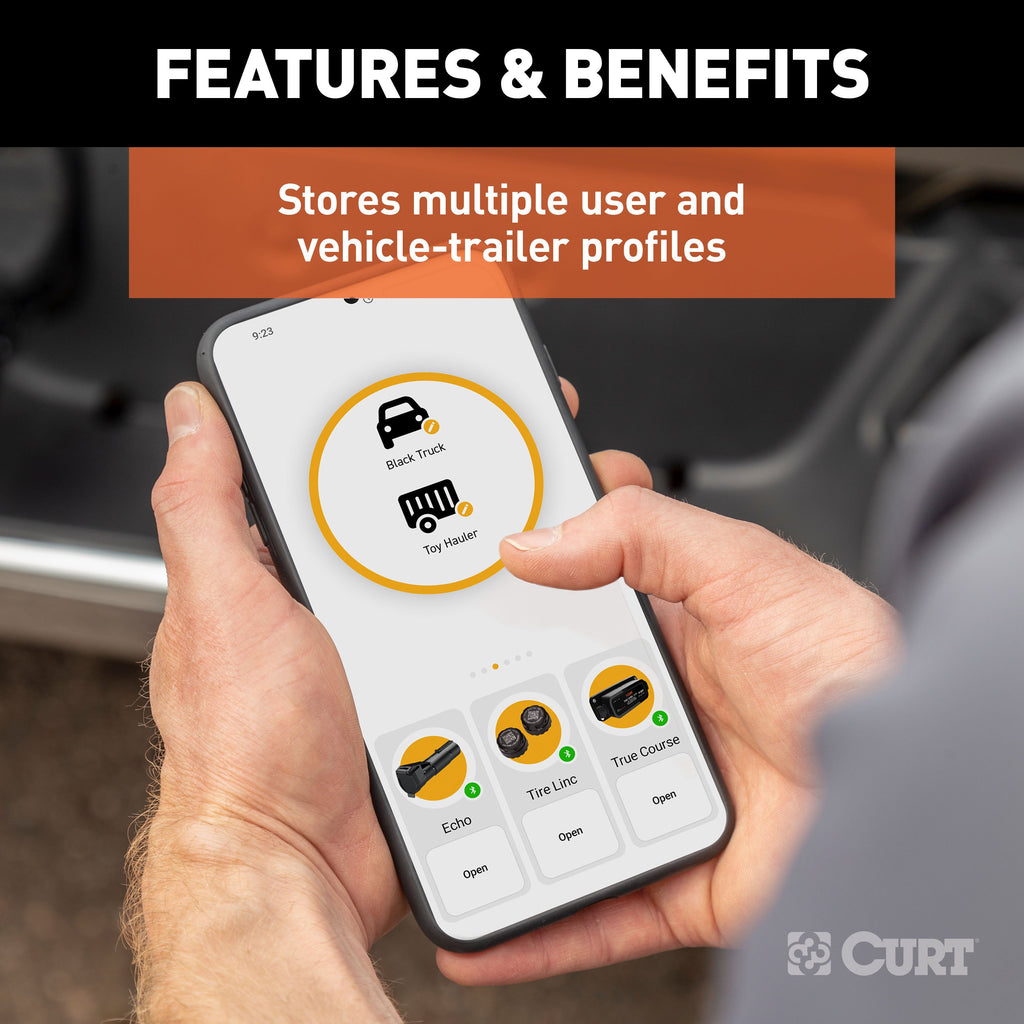 CURT 51180 Echo Mobile Trailer Brake Controller, 7-Way, Bluetooth® Smartphone Connection