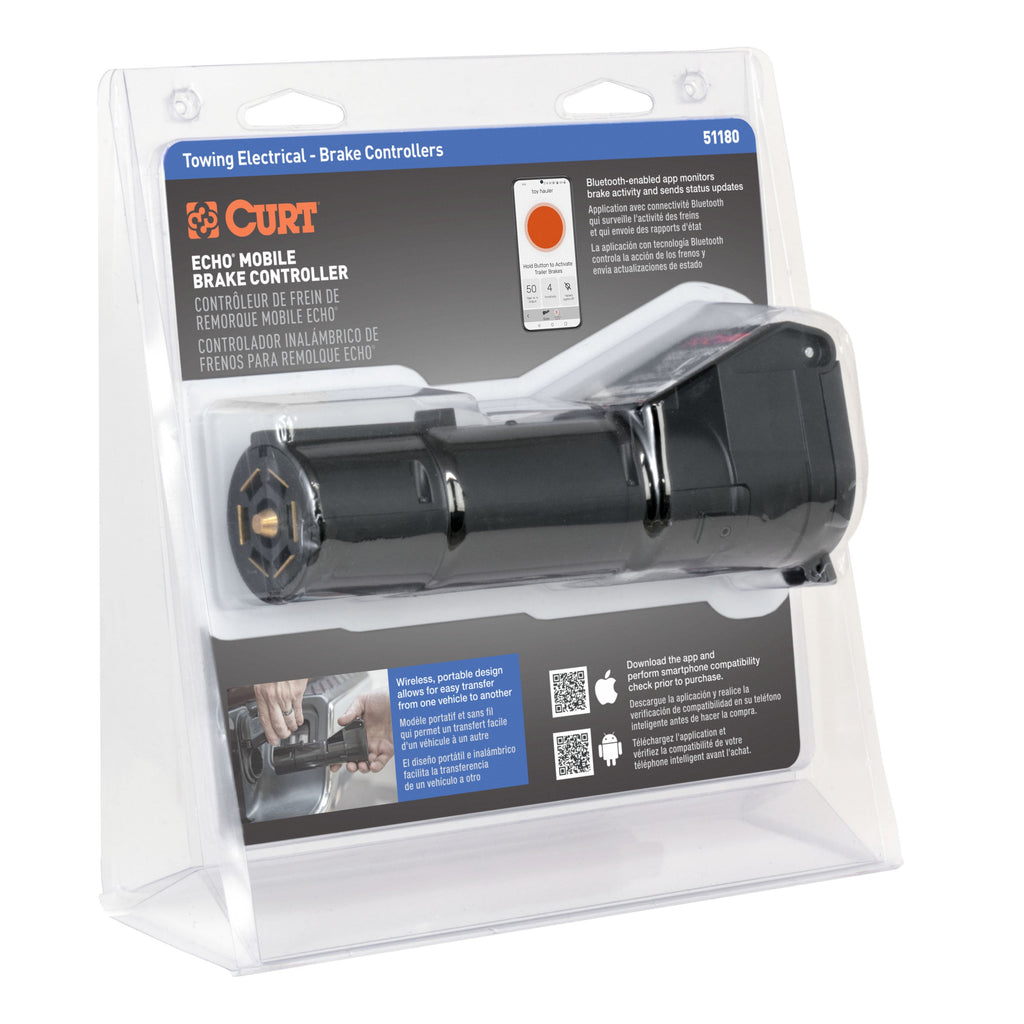 CURT 51180 Echo Mobile Trailer Brake Controller, 7-Way, Bluetooth® Smartphone Connection