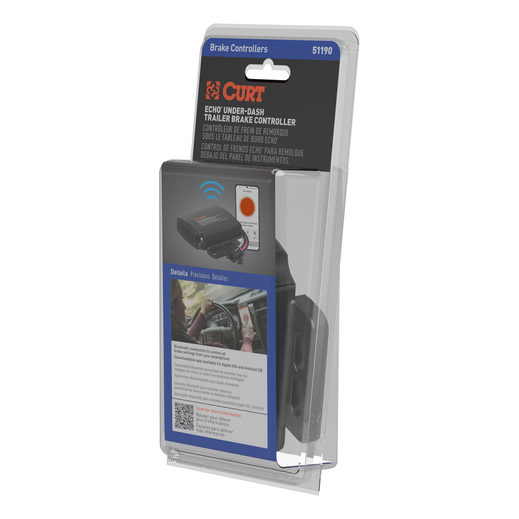 CURT 51190 Echo Under-Dash Trailer Brake Controller, Bluetooth® Smartphone Connection