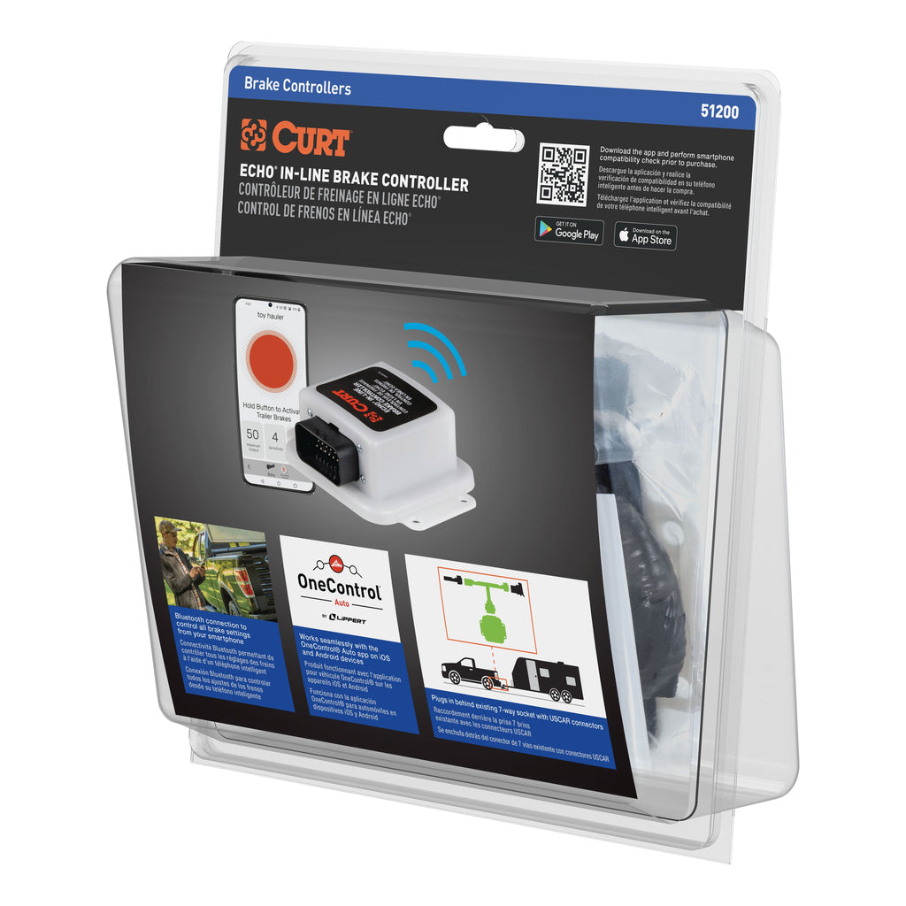 CURT 51200 Echo In-Line Trailer Brake Controller, Bluetooth® Smartphone Connection