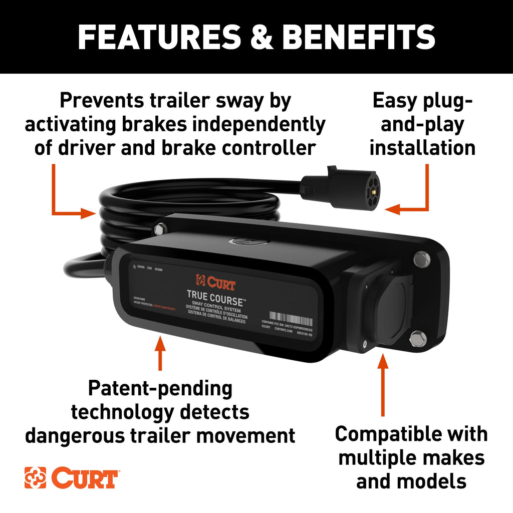 CURT 51202 True Course Advanced Bluetooth® Trailer Sway Control System