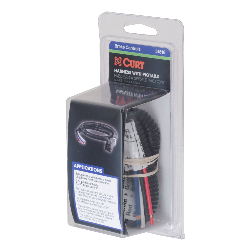 CURT 51516 Universal Trailer Brake Controller Harness with Pigtails (Packaged)