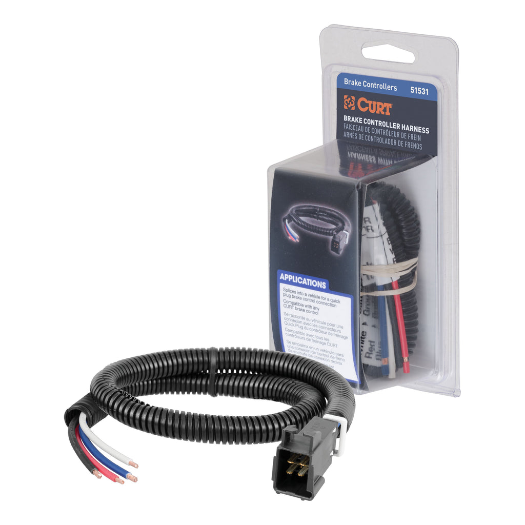 CURT 51531 Universal Trailer Brake Controller Harness with Pigtails
