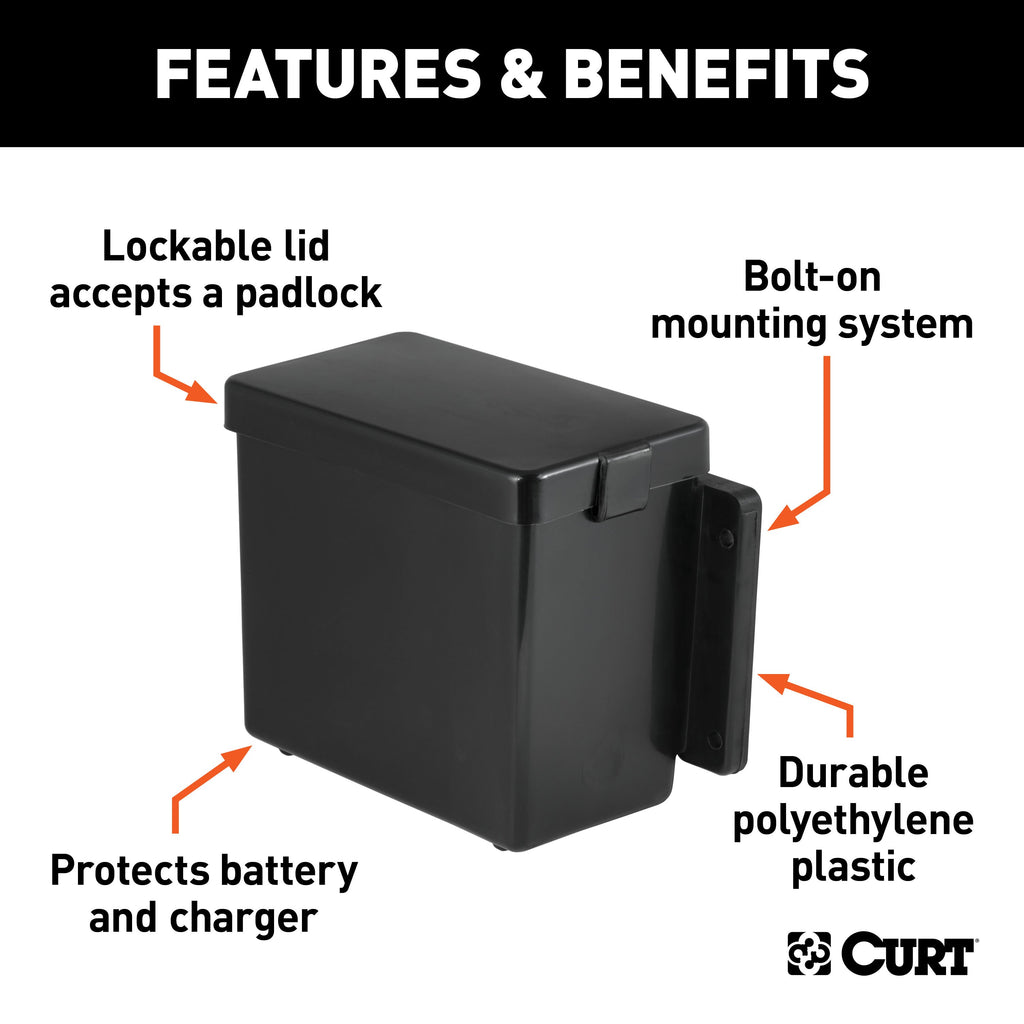 CURT 52022 6" x 5-1/2" x 3-1/4" Breakaway Battery Case with Lockable Tab