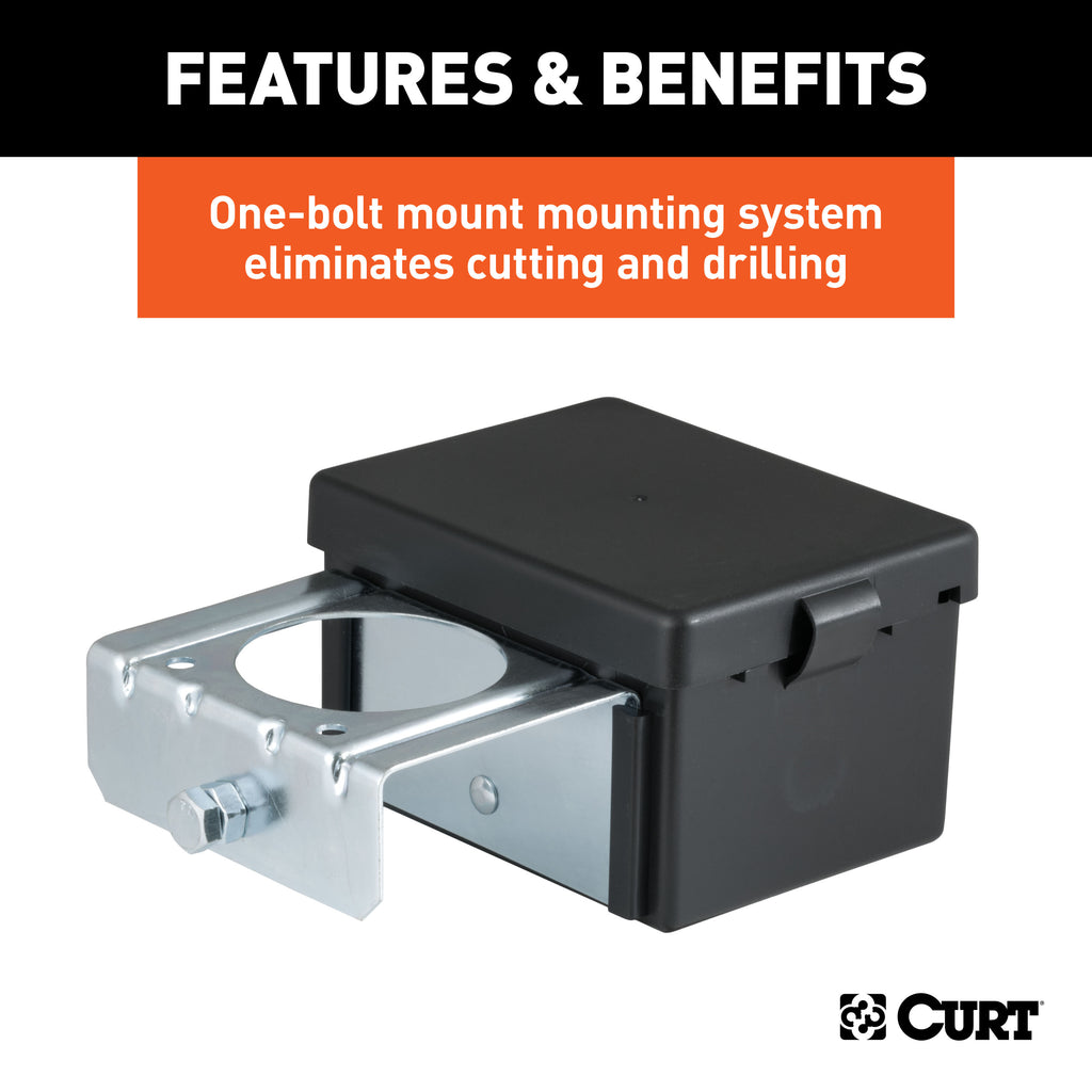 CURT 52029 5" x 3-1/4" x 3-7/8" Lockable Breakaway Battery Case with Metal Bracket