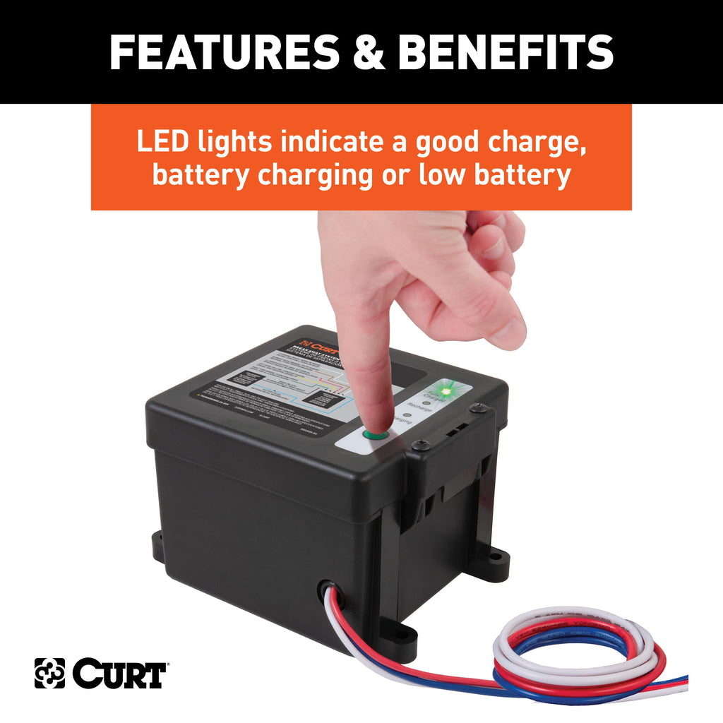 CURT 52042 Push-to-Test Breakaway Kit with Side-Load Battery