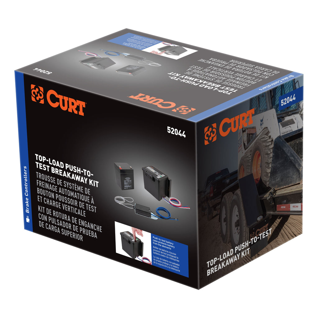 CURT 52044 Push-to-Test Breakaway Kit with Top-Load Battery