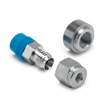 Load image into Gallery viewer, AutoMeter 5255 FITTING, THERMOCOUPLE COMPRESS, 3/16", 1/8" NPTF MALE, STAINLESS, INCL WELD BOSS