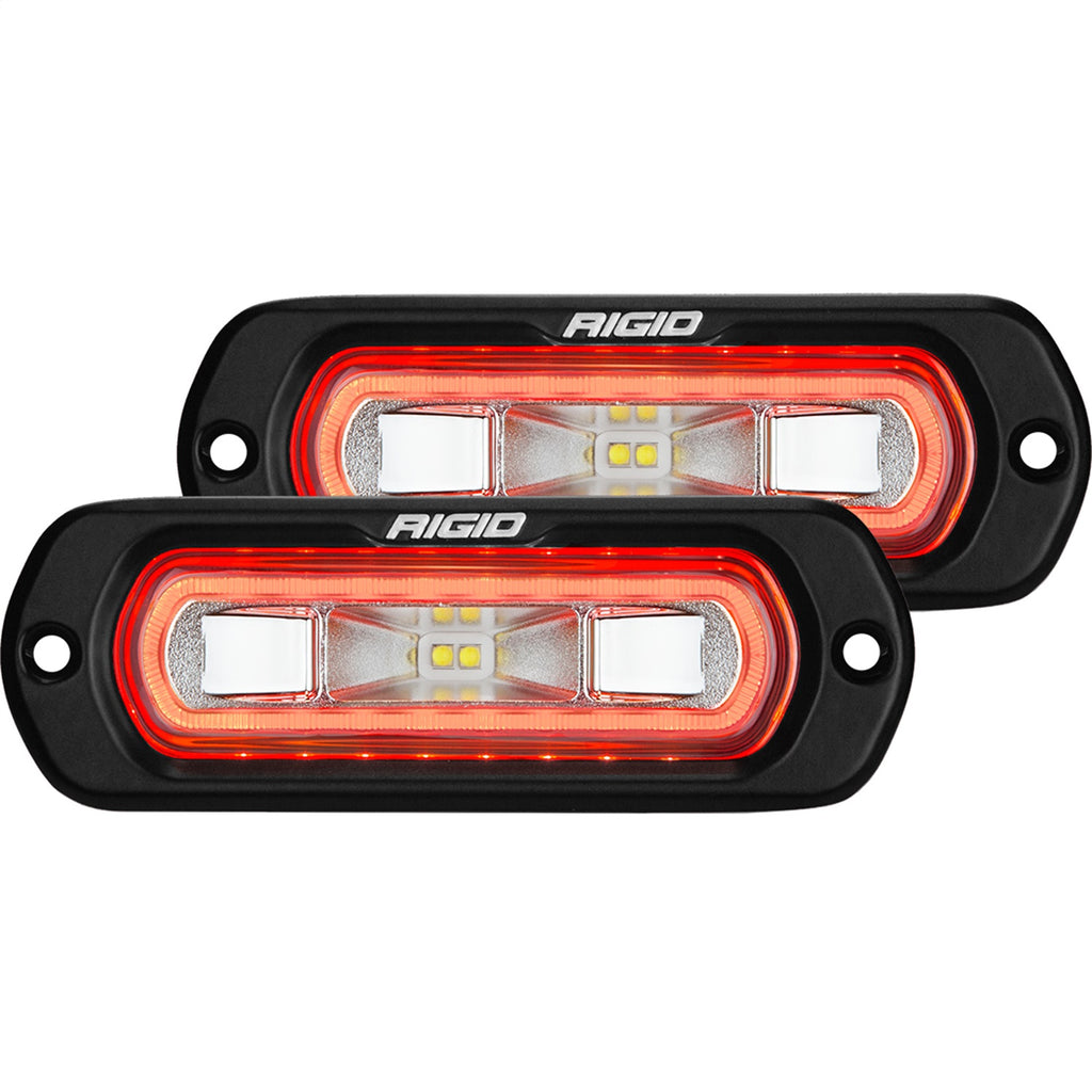 Rigid Industries 53222 SR-L SERIES OFF-ROAD SPREADER POD 3 WIRE FLUSH MOUNT WITH RED HALO ; PAIR