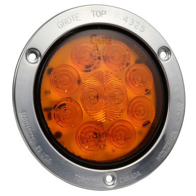 Grote 53303 SuperNova® 4" 10-Diode Pattern LED Stop Tail Turn Light, Theft-Resistant Flange, Male Pin, Auxiliary Turn