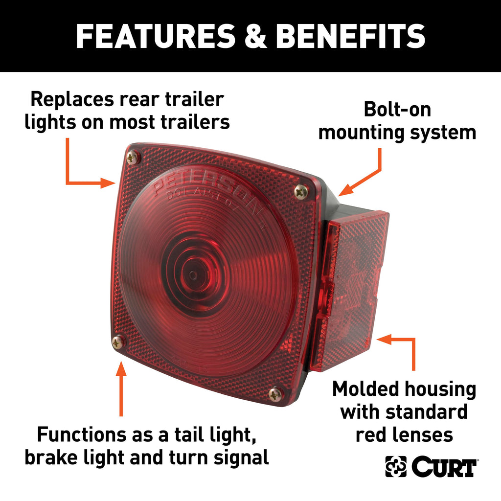 CURT 53440 Combination Passenger-Side Trailer Light without License Plate Illumination