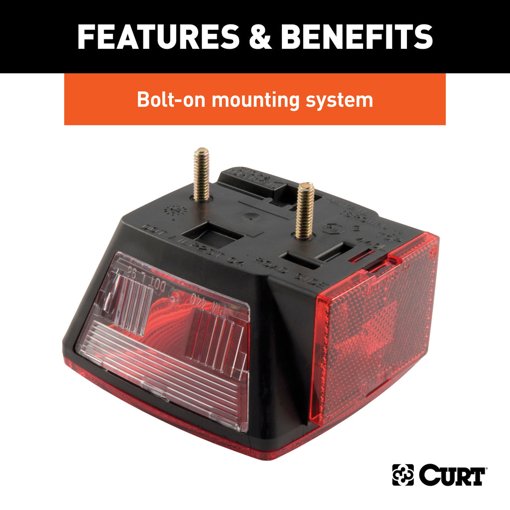 CURT 53441 Combination Driver-Side Trailer Light with License Plate Illumination