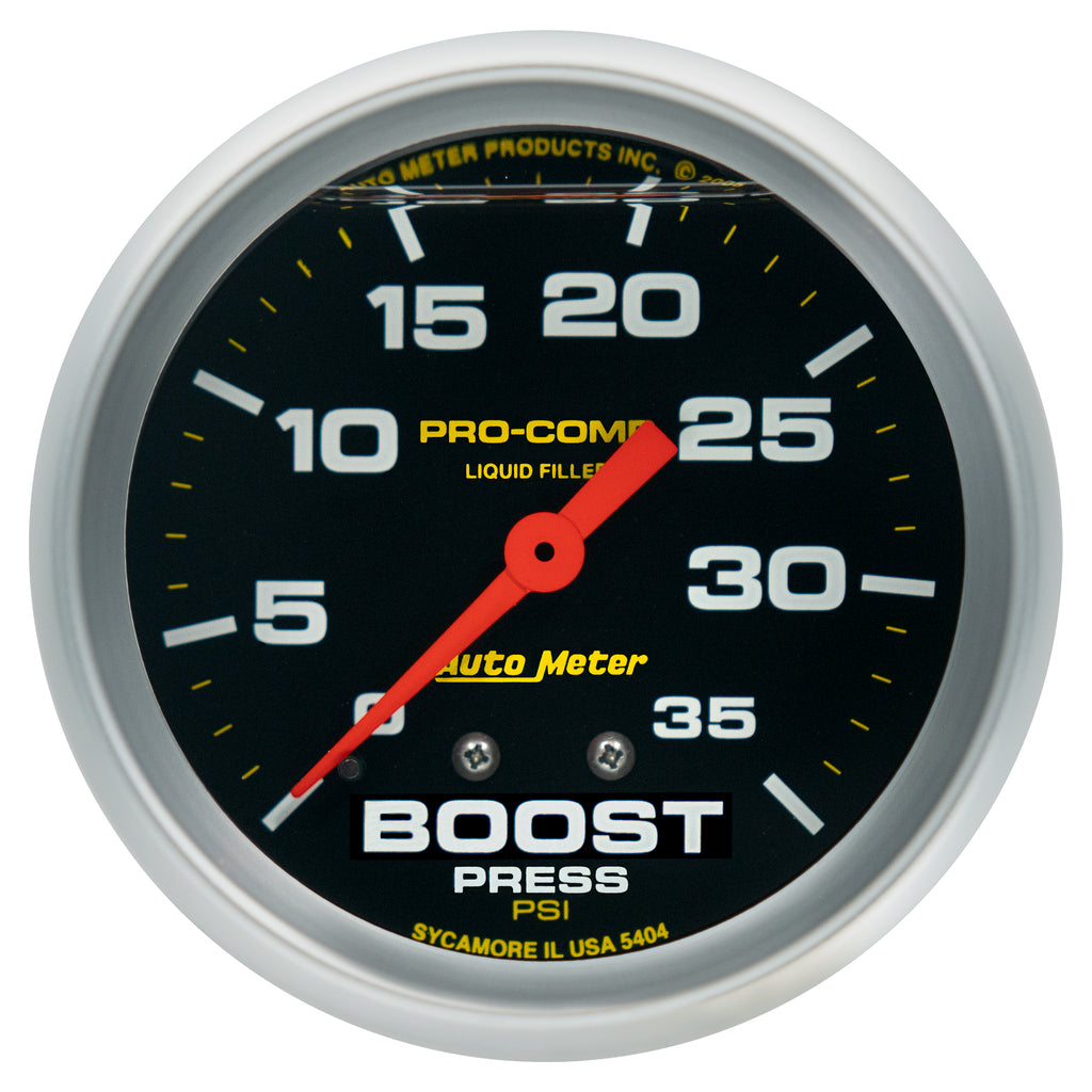 AutoMeter 5404 GAUGE, BOOST PRESS, 2 5/8", 35PSI, LIQUID FILLED MECH, PRO-COMP