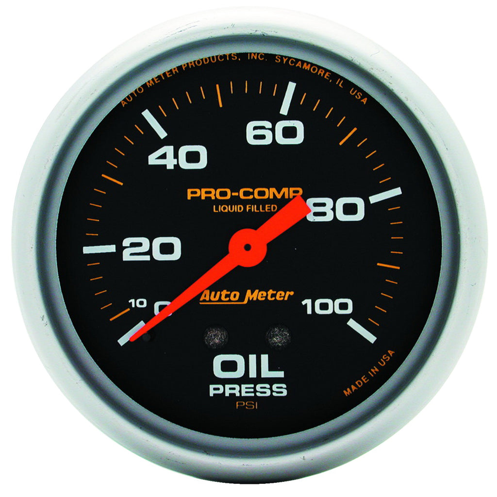AutoMeter 5421 GAUGE, OIL PRESS, 2 5/8", 100PSI, LIQUID FILLED MECH, PRO-COMP