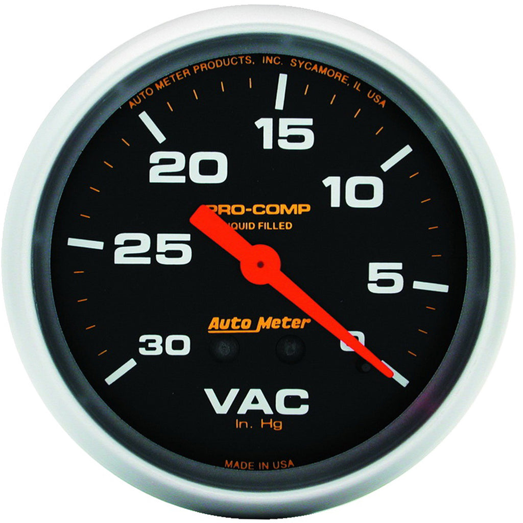 AutoMeter 5484 GAUGE, VACUUM, 2 5/8", 30INHG, LIQUID FILLED MECH, PRO-COMP