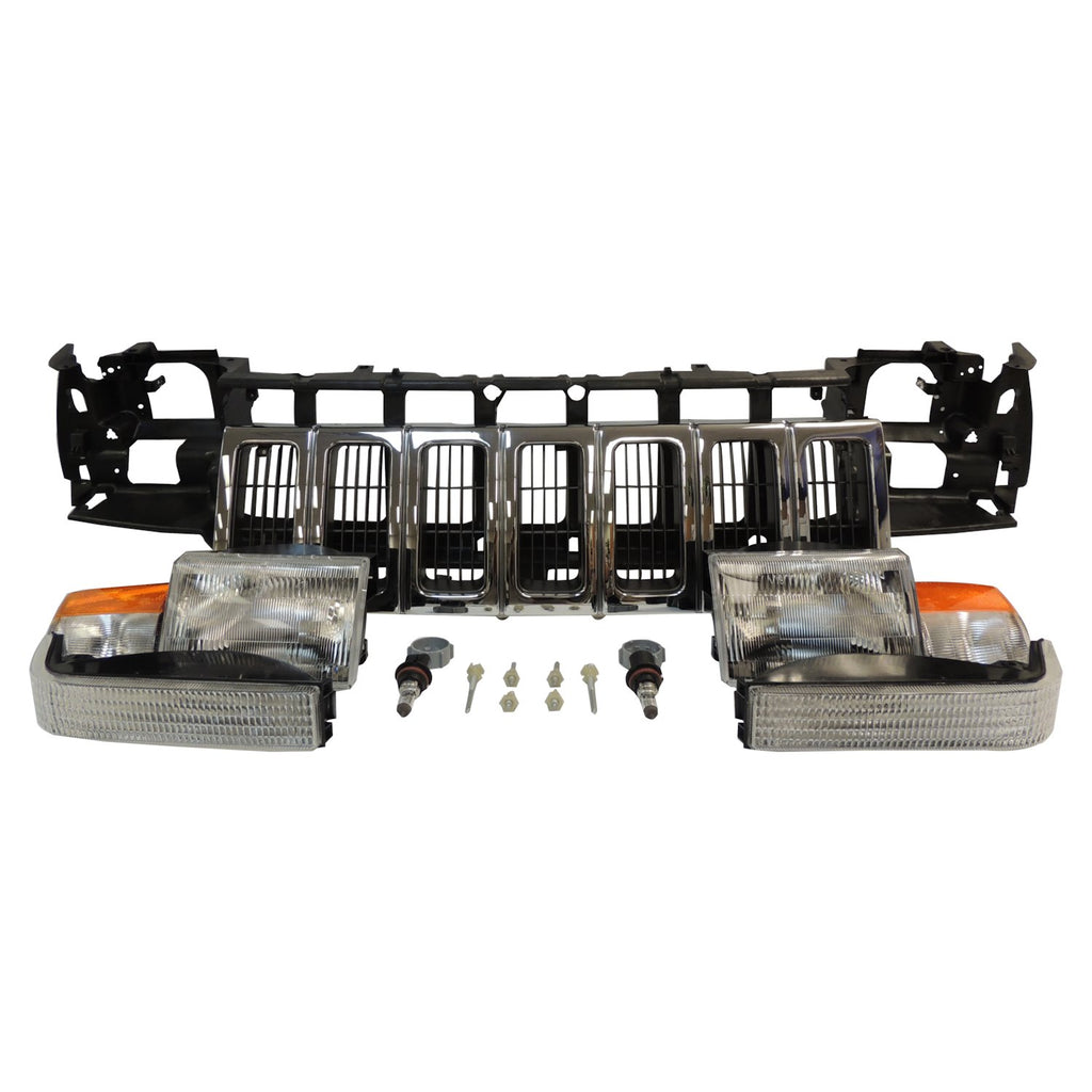 Crown Automotive Jeep Replacement 55054996K Header Panel Kit for 1996-1998 Jeep ZJ Grand Cherokee w/o Headlamp Leveling for Select Jeep Grand Cherokee