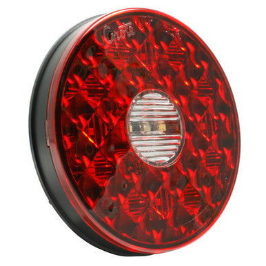 Grote 55162 4" Round LED Stop Tail Turn Lights with Integrated Backup, Integrated 4-Pin Hard Shell Termination