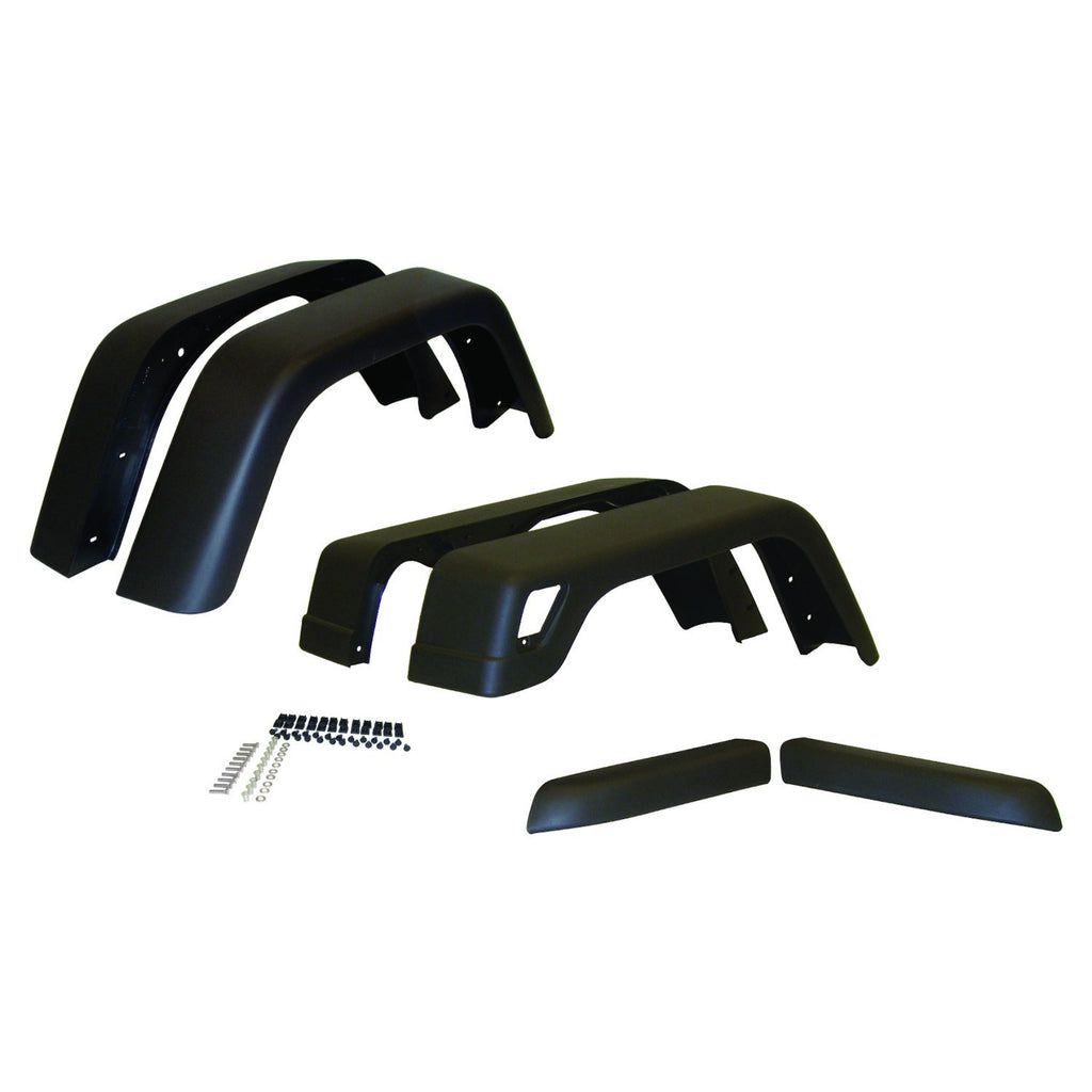 Crown Automotive Jeep Replacement 55254918K76 6-Piece 97-06 TJ Wrangler Wide Fender Flare Kit, Black Textured, 6-5/8" Width for Select Jeep TJ, Jeep Wrangler