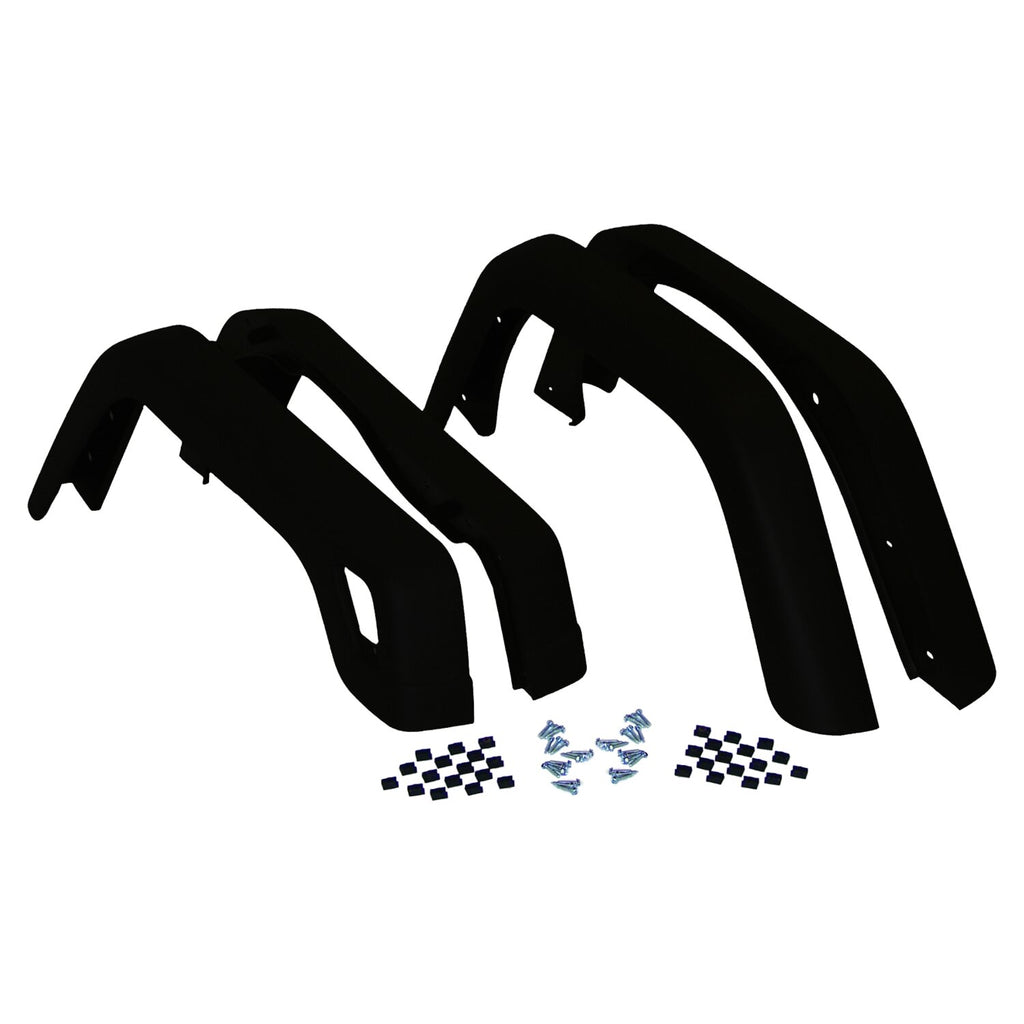 Crown Automotive Jeep Replacement 55254918K 4-Piece 97-06 TJ Wrangler Fender Flare Kit, Black Textured, 3-3/4" Width for Select Jeep TJ, Jeep Wrangler