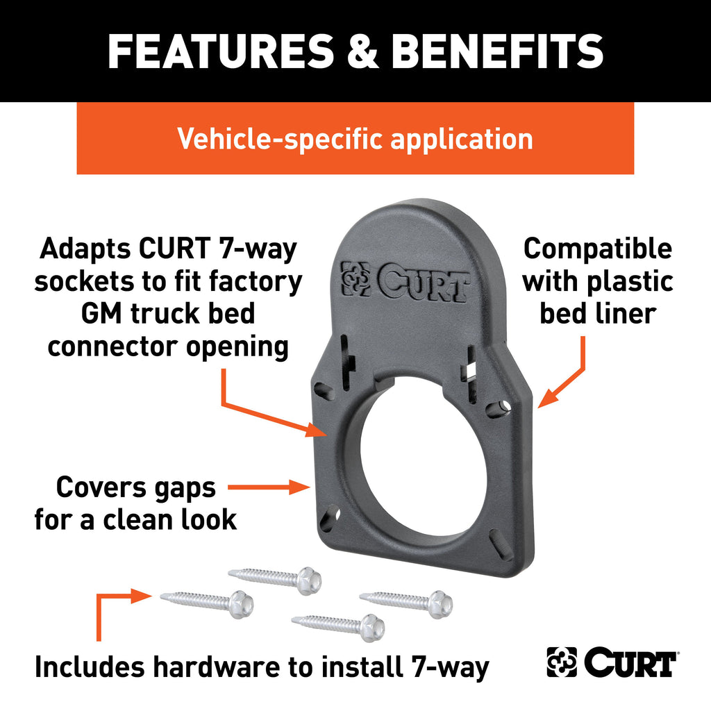 CURT 55417 Chevrolet and GMC Truck Bed 7-Way Opening Cover Plate