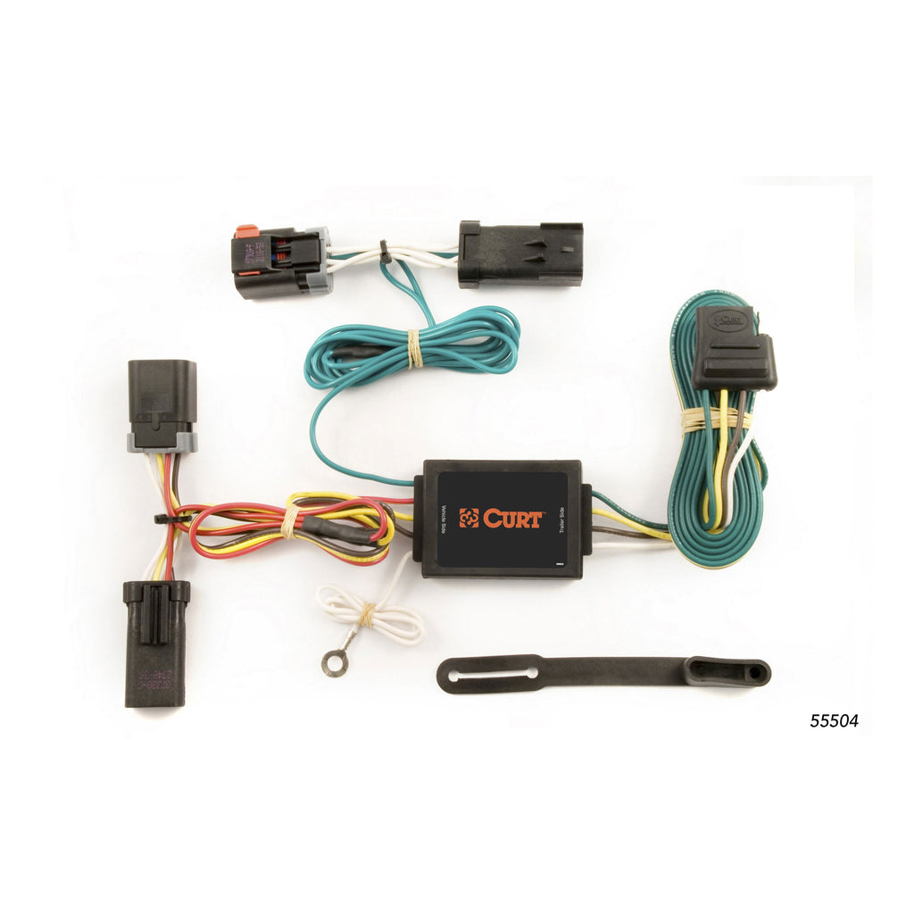 CURT 55504 Custom Wiring Harness, 4-Way Flat Output, Select Dodge Ram 1500, 2500, 3500