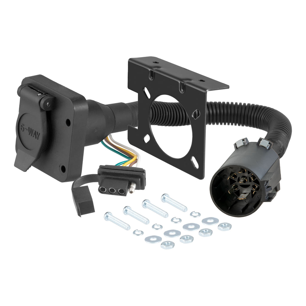CURT 55664 Dual-Output 6 & 4-Way Connector (Plugs into USCAR) for Select Audi Q7, Buick Enclave, Buick Rainier, Cadillac Escalade, Cadillac Escalade ESV, Cadillac Escalade EXT, Cadillac XT5, Cadillac XT6, Chevrolet Avalanche, Chevrolet Avalanche 1500,