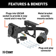Load image into Gallery viewer, CURT 55664 Dual-Output 6 &amp; 4-Way Connector (Plugs into USCAR) for Select Audi Q7, Buick Enclave, Buick Rainier, Cadillac Escalade, Cadillac Escalade ESV, Cadillac Escalade EXT, Cadillac XT5, Cadillac XT6, Chevrolet Avalanche, Chevrolet Avalanche 1500,