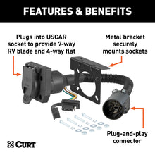 Load image into Gallery viewer, CURT 55774 Dual-Output 7 &amp; 4-Way Connector (Plugs into USCAR) for Select Audi Q7, Buick Enclave, Buick Rainier, Cadillac Escalade, Cadillac Escalade ESV, Cadillac Escalade EXT, Cadillac XT5, Cadillac XT6, Chevrolet Avalanche, Chevrolet Avalanche 1500,