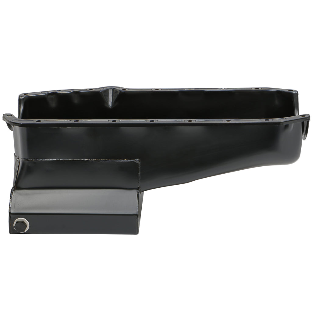 5579-Chevy-283350-Sb-Steel-Engine-Oil-Pan-W-Kickouts-Street--Strip-Style-7Qt-Black