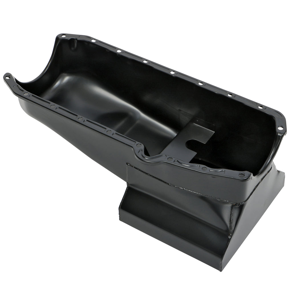 5579-Chevy-283350-Sb-Steel-Engine-Oil-Pan-W-Kickouts-Street--Strip-Style-7Qt-Black