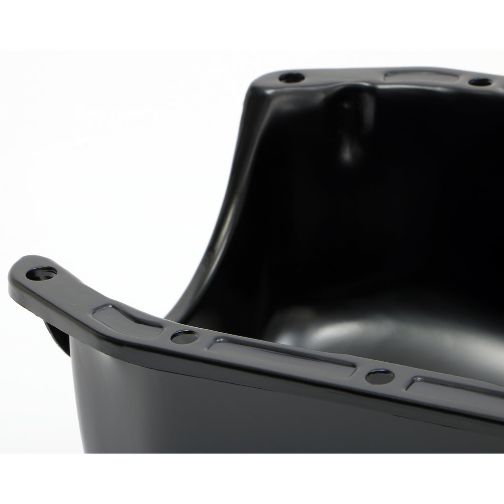 5579-Chevy-283350-Sb-Steel-Engine-Oil-Pan-W-Kickouts-Street--Strip-Style-7Qt-Black