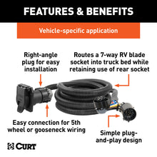 Load image into Gallery viewer, CURT 56000 10' Custom Wiring Extension Harness (Adds 7-Way RV Blade to Truck Bed) for Select Chevrolet Silverado 1500, Chevrolet Silverado Classic, Chevrolet Silverado HD, Chevrolet Silverado HD Classic, Chevrolet Silverado LD, Chevrolet Silverado 2500,