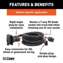 Load image into Gallery viewer, CURT 56001 10' Custom Wiring Extension Harness (Adds 7-Way RV Blade to Truck Bed) for Select Dodge Dakota, Dodge Ram 1500, Dodge Ram 2500, Dodge Ram