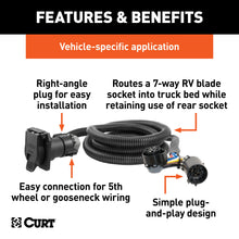 Load image into Gallery viewer, CURT 56070 7' Custom Wiring Extension Harness (Adds 7-Way RV Blade to Truck Bed, Packaged) for Select Chevrolet Silverado 1500, Chevrolet Silverado Classic, Chevrolet Silverado HD, Chevrolet Silverado HD Classic, Chevrolet Silverado LD, Chevrolet