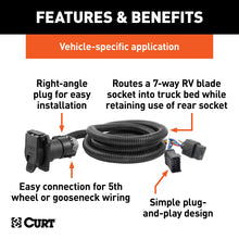 Load image into Gallery viewer, CURT 56071 7' Custom Wiring Extension Harness (Adds 7-Way RV Blade to Truck Bed) for Select Dodge Dakota, Dodge Ram 1500, Dodge Ram 2500, Dodge Ram