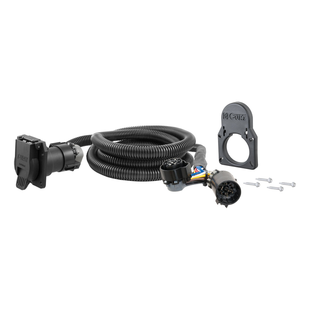 CURT 56072 7' GM Wiring Extension Harness & Cover (Adds 7-Way RV Blade to Truck Bed) for Select Chevrolet Silverado 1500, Chevrolet Silverado LTD, Chevrolet Silverado HD, Chevrolet Silverado HD, GMC Sierra 1500, GMC Sierra Limited, GMC Sierra HD, GMC