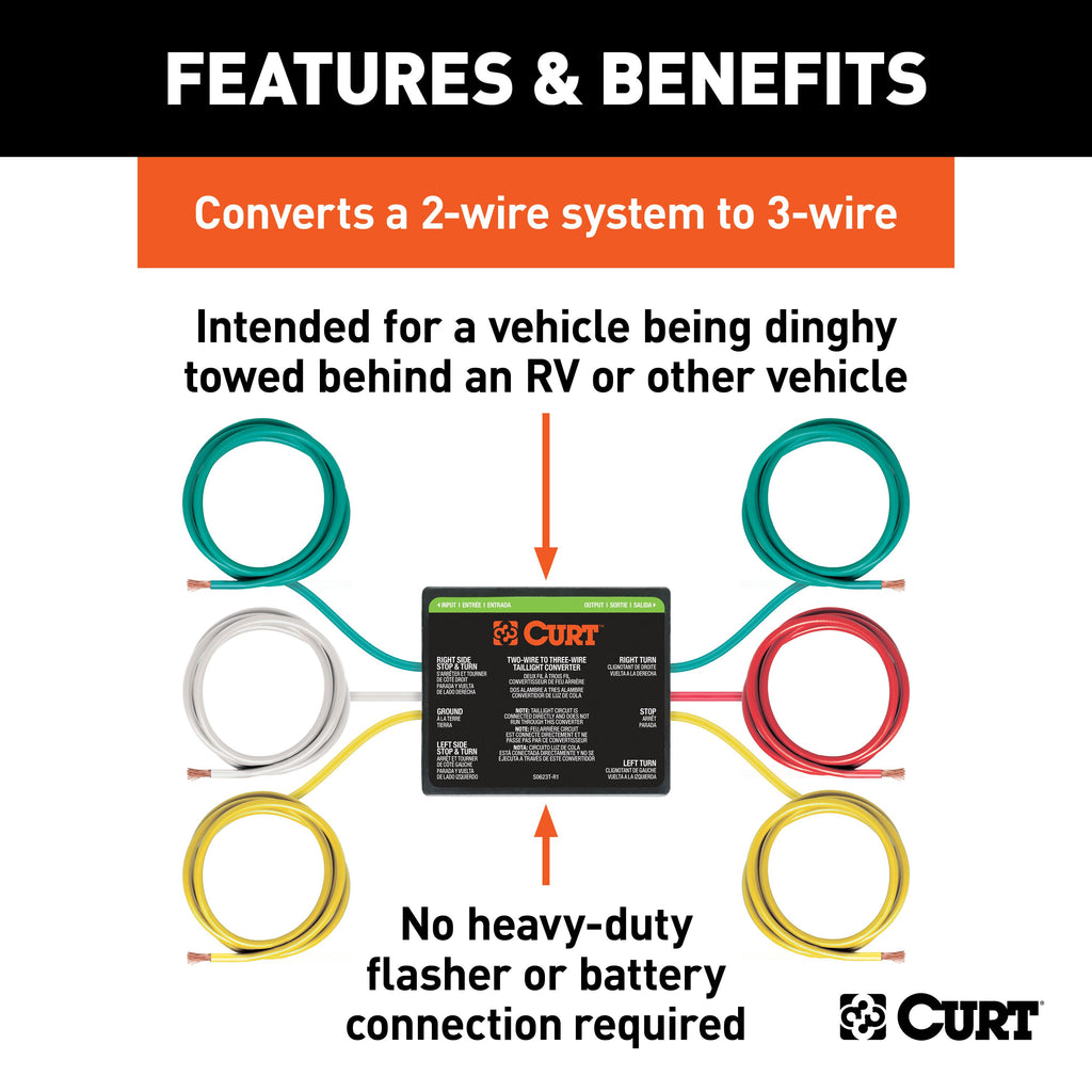 CURT 56196 2-to-3-Wire Taillight Converter