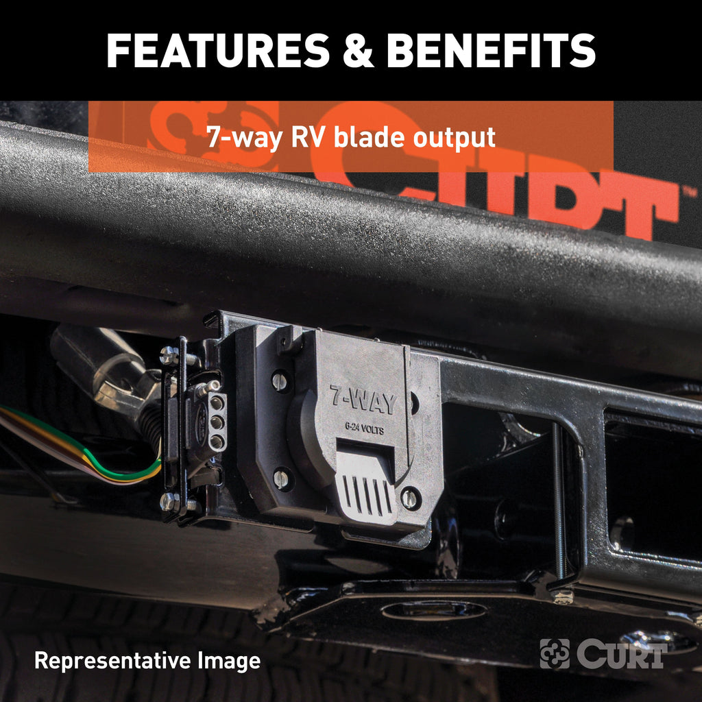 CURT 56326 Custom Wiring Connector, 7-Way RV Blade Output, Select Blazer, XT5, XT6, Acadia
