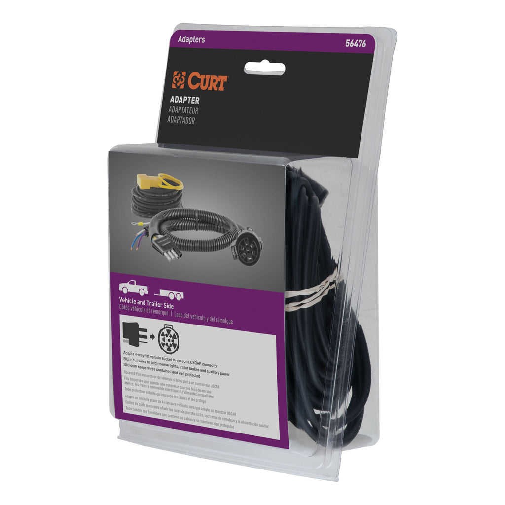 CURT 56476 Electrical Adapter (4-Way Flat Vehicle to USCAR)