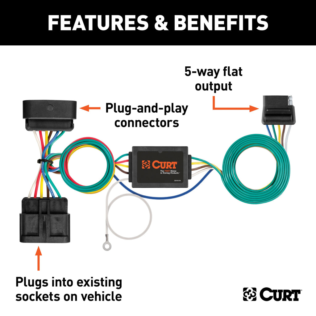 CURT 56510 Custom Wiring, 5-Flat Output, Select Chevy Colorado, GMC Canyon, Isuzu I-Series