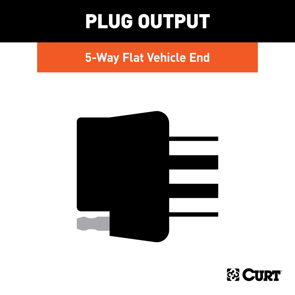 CURT 56513 Custom Wiring, 5-Way Flat Output, Select Toyota Tacoma, Hilux, T-100 Pickup