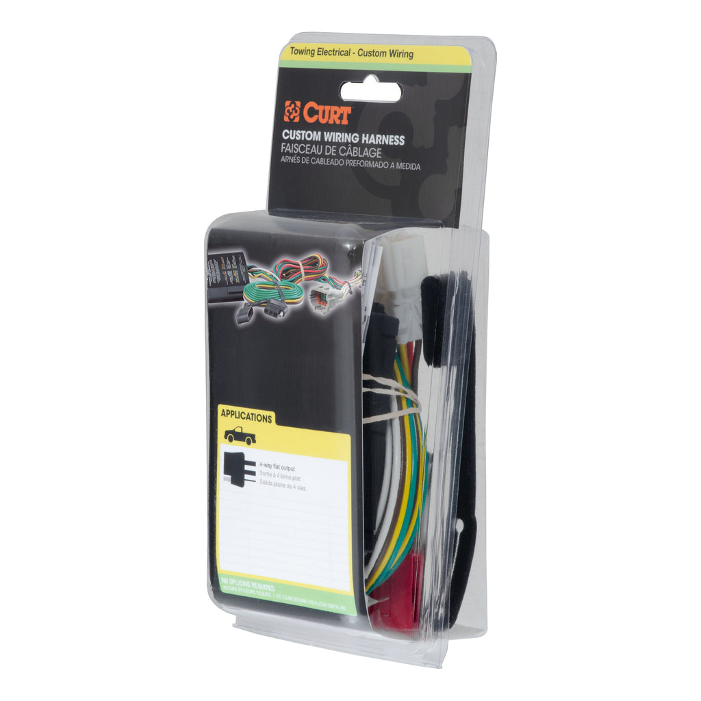 CURT 56536 Custom Wiring Harness, 4-Way Flat Output, Select Toyota Crown