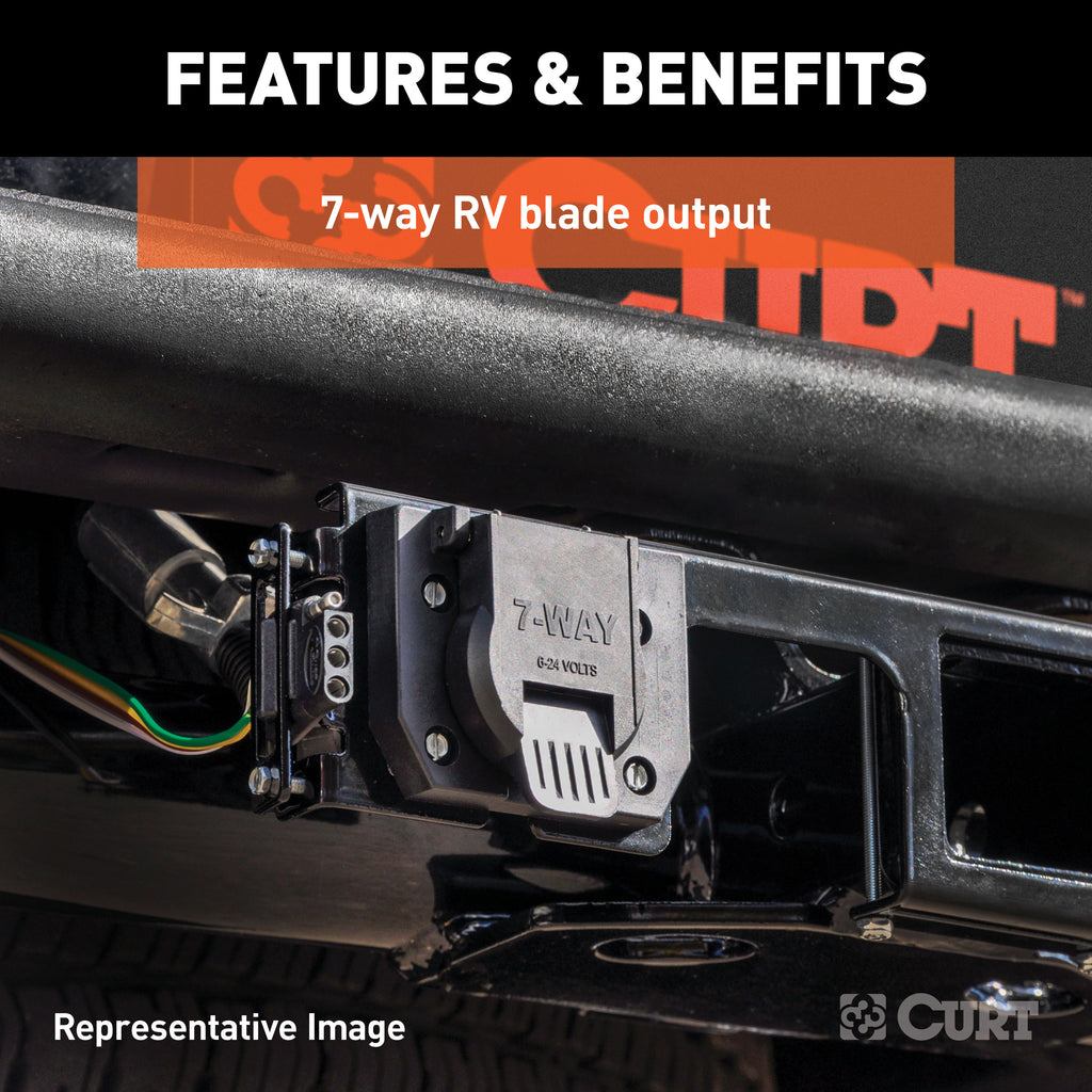CURT 56537 Custom Wiring, 7-Way RV Blade, Select Buick Enclave, Chevy Traverse, GMC Acadia