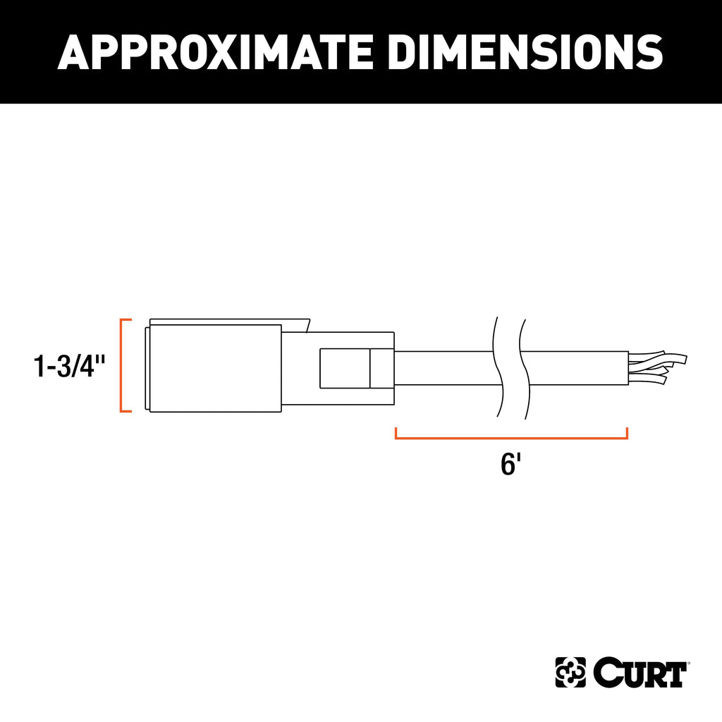 CURT 56601 Replacement 7-Way RV Blade with 6' Wires (Trailer Side)