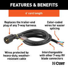 Load image into Gallery viewer, CURT 56601 Replacement 7-Way RV Blade with 6' Wires (Trailer Side)