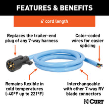 Load image into Gallery viewer, CURT 56611 Cold-Weather Replacement 7-Way RV Blade with 6' Wires (Trailer Side)