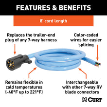 Load image into Gallery viewer, CURT 56612 Cold-Weather Replacement 7-Way RV Blade with 8' Wires (Trailer Side)