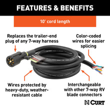 Load image into Gallery viewer, CURT 56623 Replacement 7-Way RV Blade with 10' Wires (Trailer Side, Packaged)