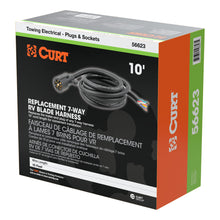 Load image into Gallery viewer, CURT 56623 Replacement 7-Way RV Blade with 10' Wires (Trailer Side, Packaged)